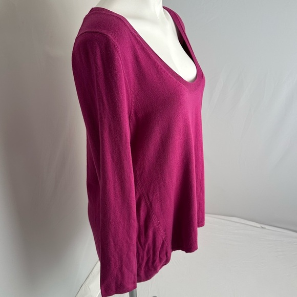 H by Halston magenta high-low scoop neck long sleeve sweater M - Picture 2 of 10